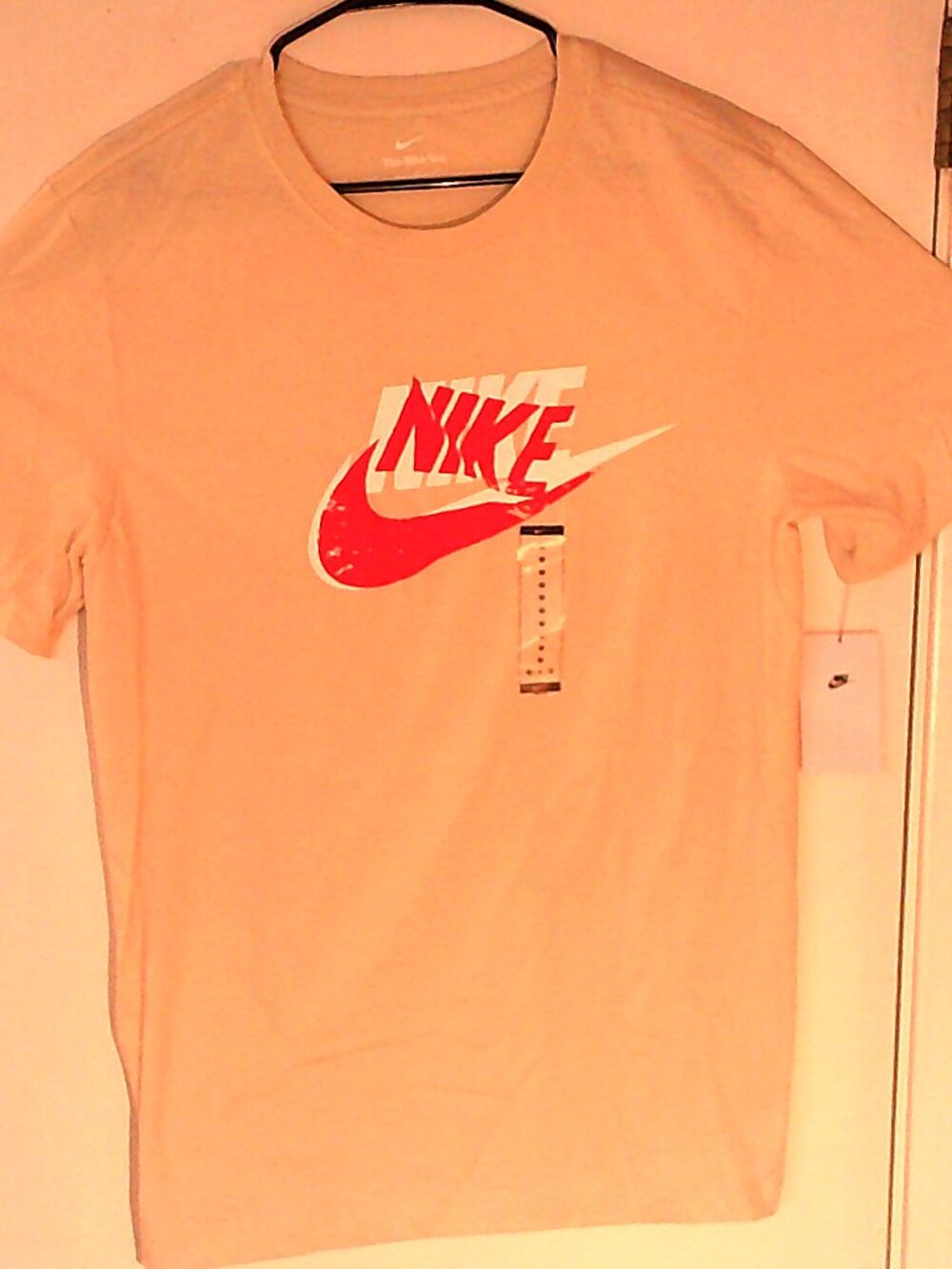NEW NIKE SPORTSWEAR "Distorted Swoosh Tee" MEN'S BEIGE T-SHIRT MED IM3804-229